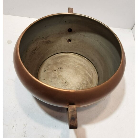 Vintage Round Art Deco Copper Pot With 2 Wooden Handles - Picture 6 of 16